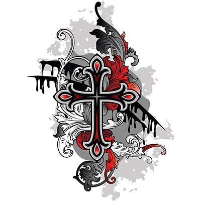 Religious Gothic cross designs Fake Temporary Water Transfer Tattoo Stickers NO.10585